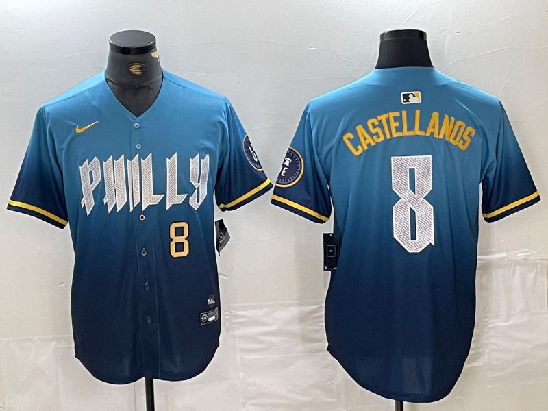 Men Philadelphia Phillies #8 Castellanos Blue City Edition Nike 2024 MLB Jersey style 4->women mlb jersey->Women Jersey